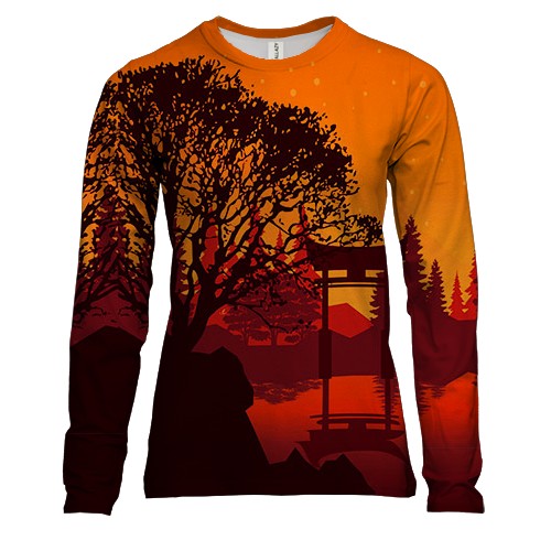 Женский 3D лонгслив Китайский пейзаж