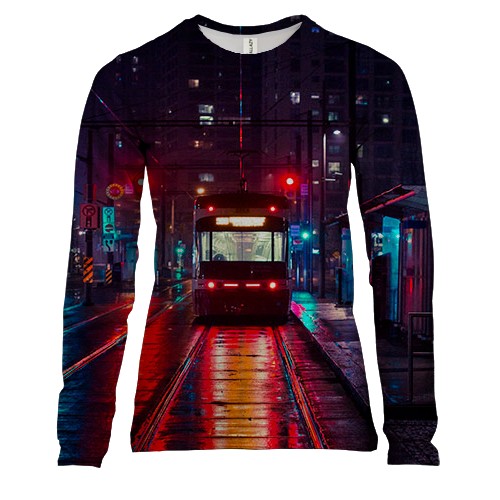 Жіночий 3D лонгслів з нічним міським пейзажем