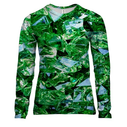 Женский 3D лонгслив с изумрудами
