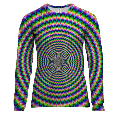 Женский 3D лонгслив с разноцветным кругом (оптическая иллюзия)