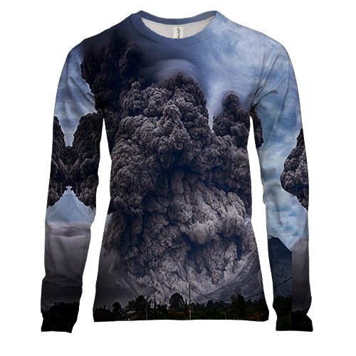 Женский 3D лонгслив с извержением вулкана