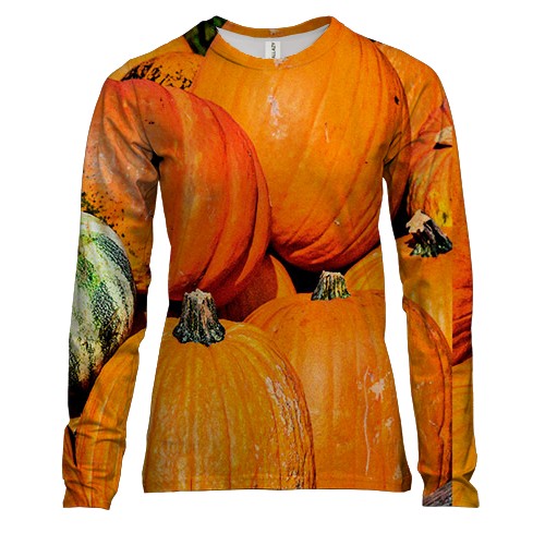 Женский 3D лонгслив с тыквами и арбузом