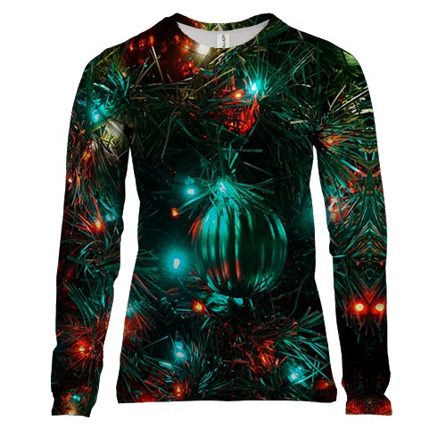 Женский 3D лонгслив с новогодними игрушками