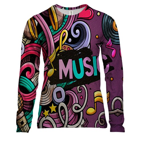 Женский 3D лонгслив Music