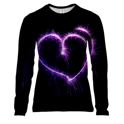Жіночий 3D лонгслів з серцем з феєрверку
