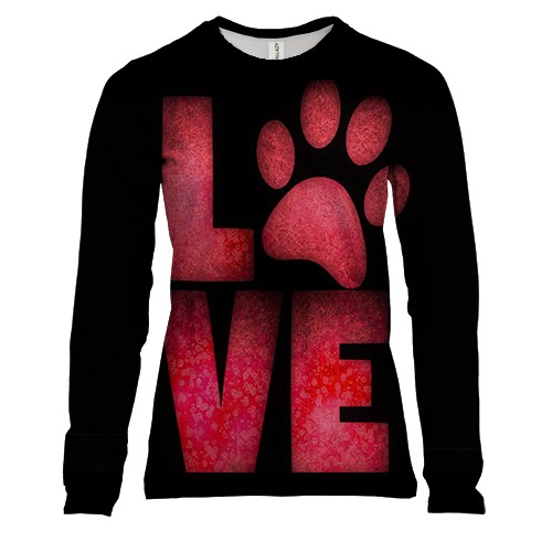 Жіночий 3D лонгслів Люблю тварин