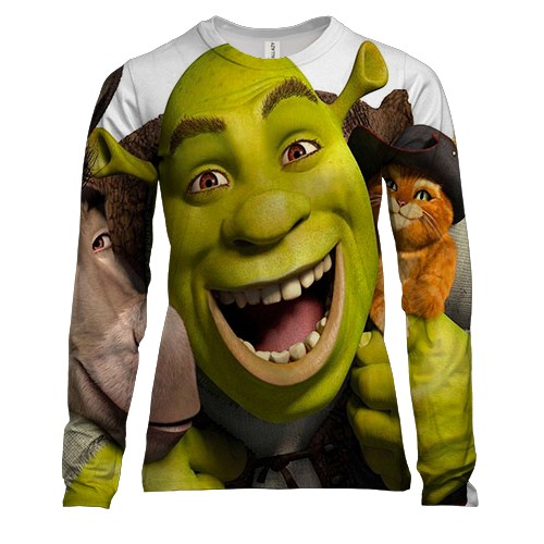 Женский 3D лонгслив со Шреком и его друзьями
