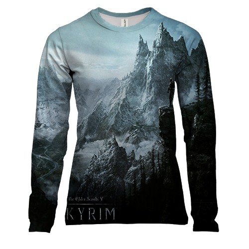 Жіночий 3D лонгслів з пейзажем Skyrim