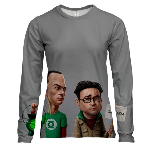 Женский 3D лонгслив Теория Большого Взрыва (Сарказм)