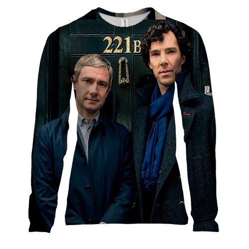 Жіночий 3D лонгслів з Шерлоком Холмсом і доктором Ватсоном