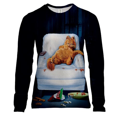 Женский 3D лонгслив с Гарфилдом на диване