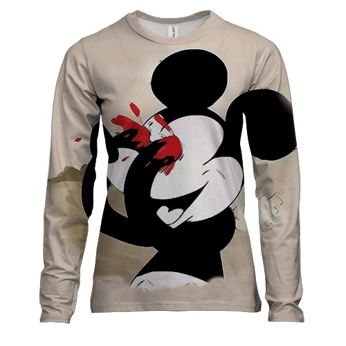 Женский 3D лонгслив с мрачным Микки Маусом