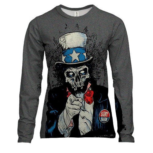 Жіночий 3D лонгслів зі скелетом Дядей Семом