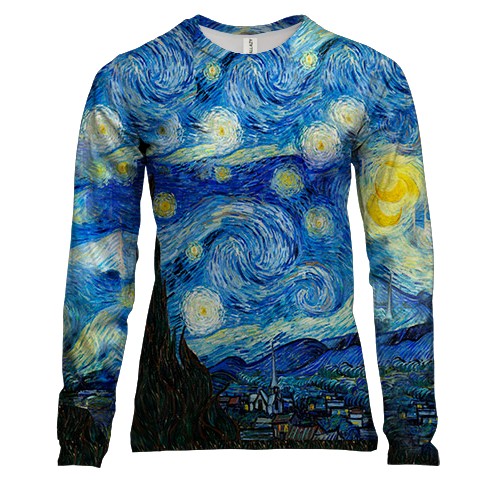 Жіночий 3D лонгслів з картиною "Зоряна ніч"