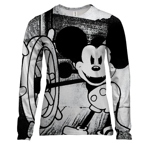 Женский 3D лонгслив со злым Микки Маусом