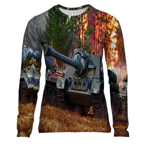 Женский 3D лонгслив World of Tanks (с танками в поле)