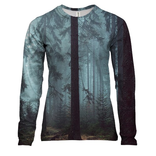 Женский 3D лонгслив с лесом в тумане