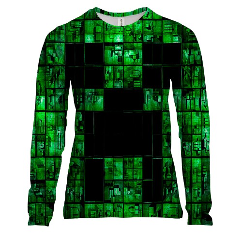 Женский 3D лонгслив Minecraft - Крипер
