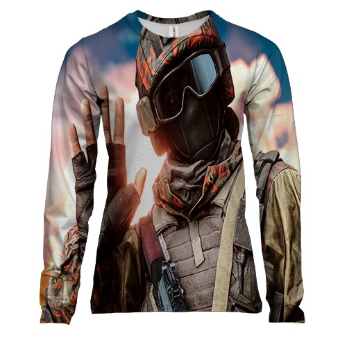 Женский 3D лонгслив с солдатом (Battlefield)