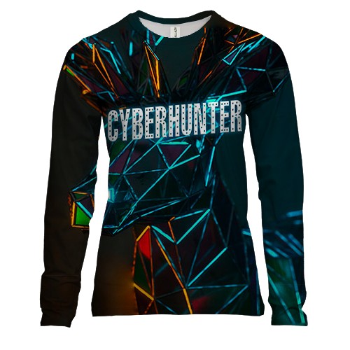 Женский 3D лонгслив с надписью Киберхантер