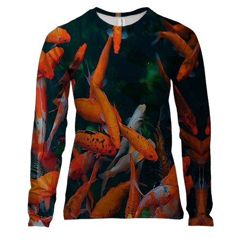 Женский 3D лонгслив с рыбками в аквариуме
