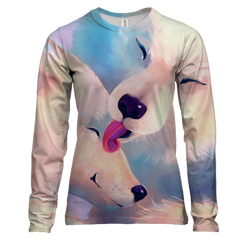 Жіночий 3D лонгслів з білими вовками