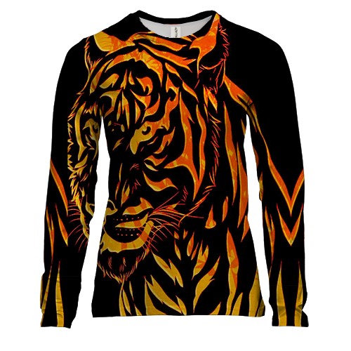 Жіночий 3D лонгслів з контурним тигром