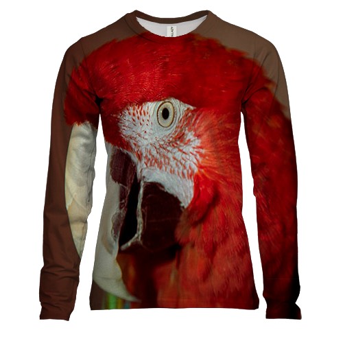Жіночий 3D лонгслів з червоним папугою