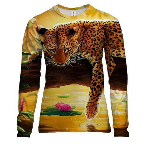 Женский 3D лонгслив с тигром в джунглях