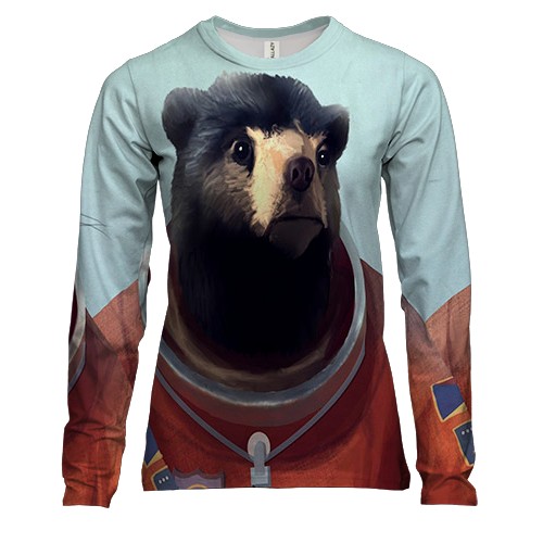 Женский 3D лонгслив с животными космонавтами