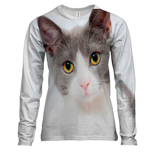 Женский 3D лонгслив с котом