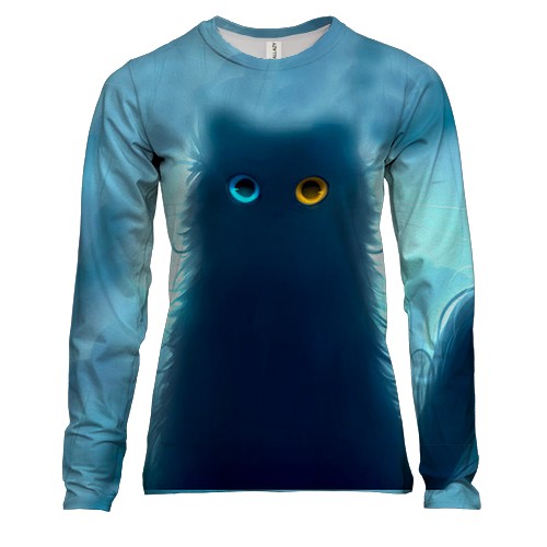 Жіночий 3D лонгслів з котом з різними очима