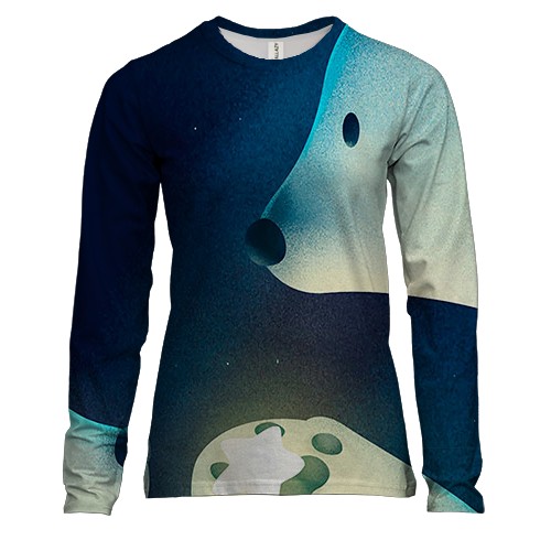 Женский 3D лонгслив с белыми медведями и звездой