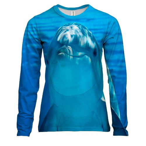 Женский 3D лонгслив с дельфином