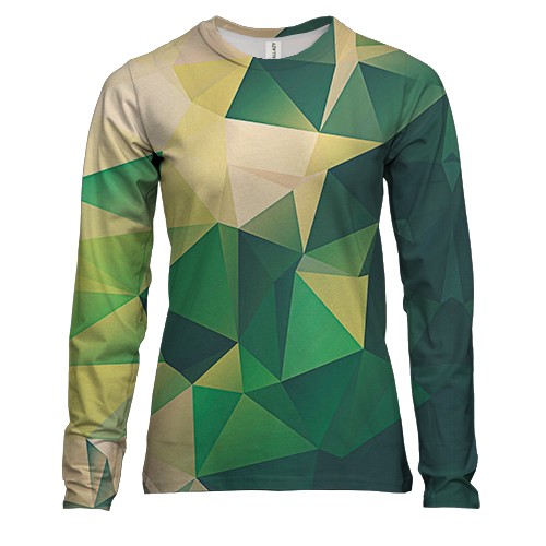 Жіночий 3D лонгслів з зеленими полігонами