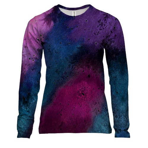 Женский 3D лонгслив с фиолетовой краской