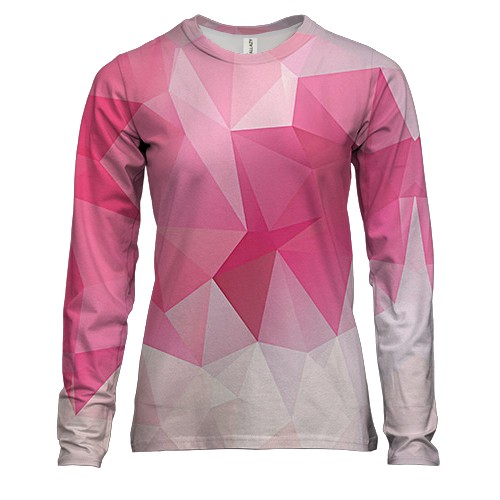 Женский 3D лонгслив с розовыми полигонами