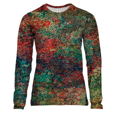 Женский 3D лонгслив с цветной ржавчиной