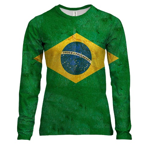 Женский 3D лонгслив с флагом Бразилии