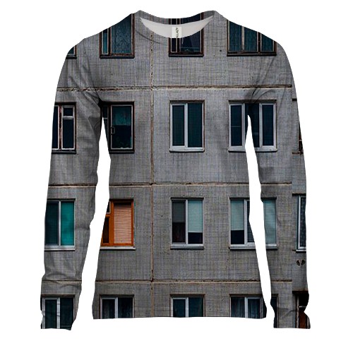 Женский 3D лонгслив с фасадом здания