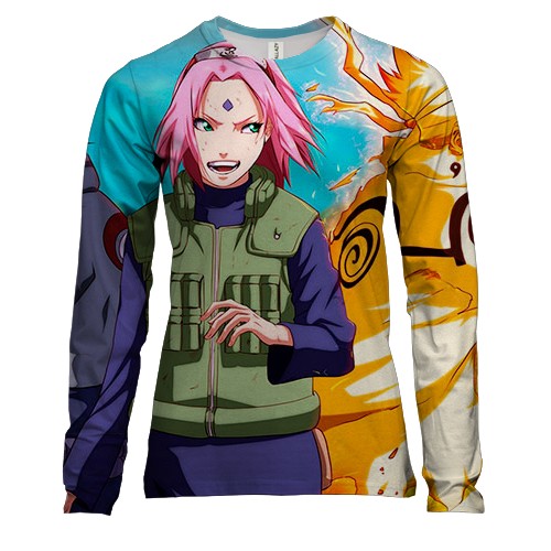 Женский 3D лонгслив с Сакурой (Наруто)