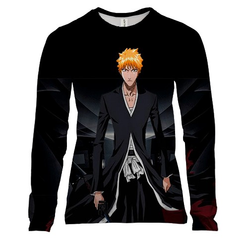 Женский 3D лонгслив с Ичиго Куросаки (Блич)