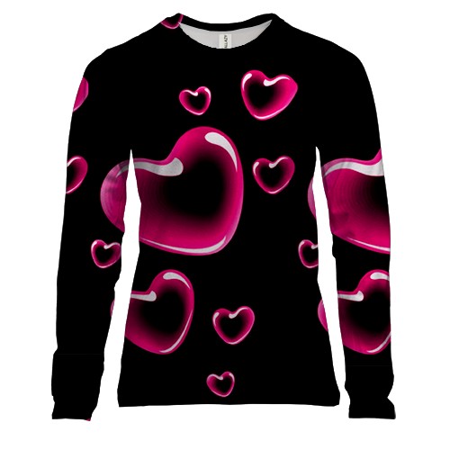 Жіночий 3D лонгслів з сердечками