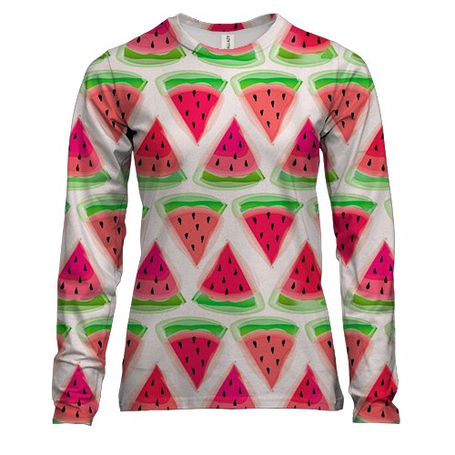 Женский 3D лонгслив Дольки арбуза