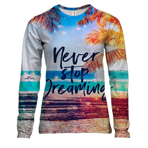 Женский 3D лонгслив Never stop dreaming