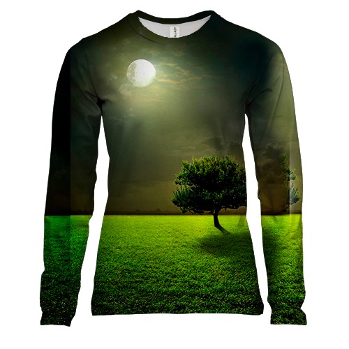 Женский 3D лонгслив Ночной пейзаж