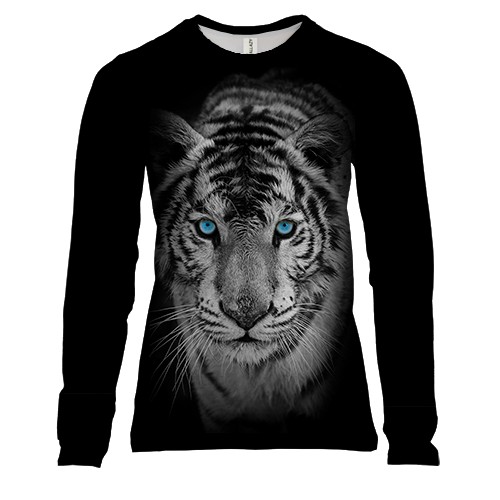 Женский 3D лонгслив с белым тигром