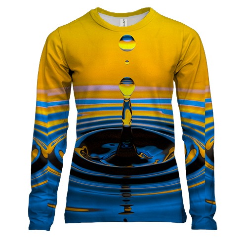 Женский 3D лонгслив С желто-синей каплей воды