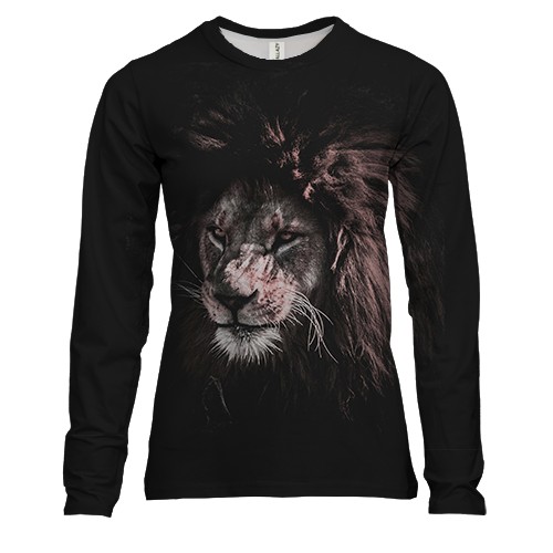 Женский 3D лонгслив с рисунком льва