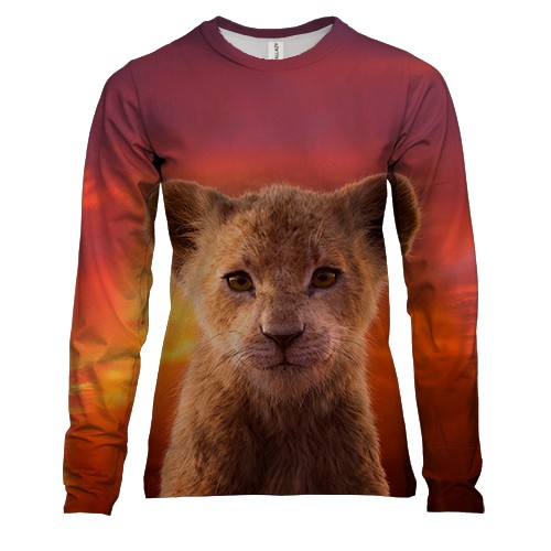 Жіночий 3D лонгслів Левеня на заході сонця